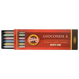 Грифели цветные для цанговых карандашей Koh-I-Noor "Gioconda", 5,6мм, металлик ассорти, 6шт., пластик коробвый