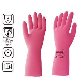 Перчатки КЩС латексные Hq Profiline с хлопковым напылением розовые (размер 9, L, 73585)