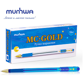 Ручка шариковая MunHwa "MC Gold" синяя, 1,0мм, грип, штрих-код фото Ручка шариковая MunHwa "MC Gold" синяя, 1,0мм, грип, штрих-код