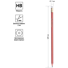 Карандаш ч/г OfficeSpace HB, с ластиком, заточен., пластиковый, полосатый фото Карандаш ч/г OfficeSpace HB, с ластиком, заточен., пластиковый, полосатый