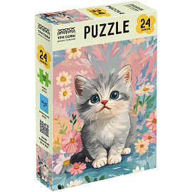 Пазл 24 эл. Maxi ТРИ СОВЫ "Котенок в цветах