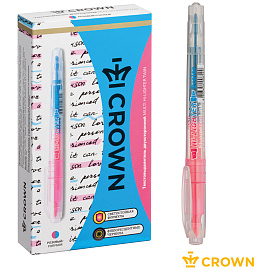 Текстовыделитель двухсторонний Crown "Multi Hi-Lighter Twin" розовый/голубой, 3/2мм фото Текстовыделитель двухсторонний Crown "Multi Hi-Lighter Twin" розовый/голубой, 3/2мм