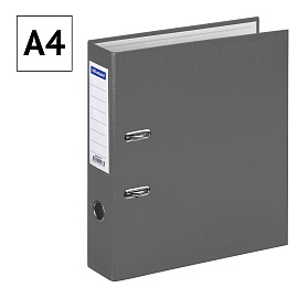 Папка-регистратор OfficeSpace, 70мм, бумвинил, с карманом на корешке, серая