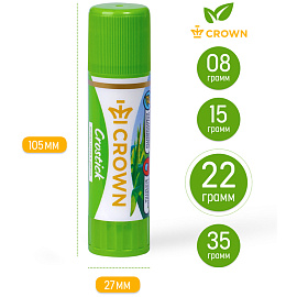 Клей-карандаш Crown "Expert", 22г, ПВП