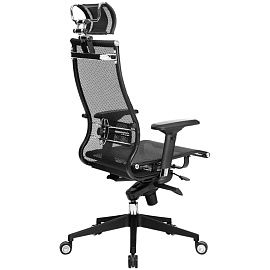 Кресло офисное МЕТТА "SAMURAI" Black Edition, сверхпрочная сетка, регулируемое, черное