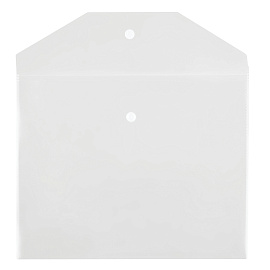 Папка-конверт на кнопке СТАММ А5+, 150мкм, пластик, прозрачная, бесцветная