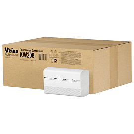 Полотенца бумажные 150 шт., VEIRO (Система H2) COMFORT, 2-слойные, белые, КОМПЛЕКТ 21 пачка, 32х21,6, W-сложение, KW208