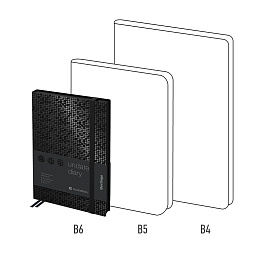 Ежедневник недатированный, В6, 136л., кожзам, Berlingo "DoubleBlack", черный, с рисунком, черный срез