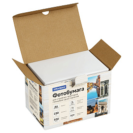 Фотобумага А6 (100*150) для стр. принтеров OfficeSpace, 180г/м2 (500л) глянцевая односторонняя