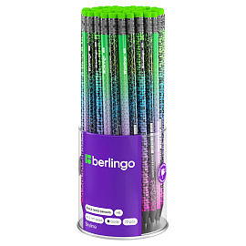 Карандаш ч/г Berlingo "Skyline" HB, черное дерево, круглый, заточен., с ластиком, ассорти