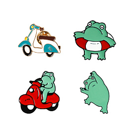 Набор металлических значков MESHU "Frog in trend", эмаль, 4шт