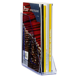 Лоток для бумаг вертикальный СТАММ "Актив", тонированный голубой, ширина 70мм фото Лоток для бумаг вертикальный СТАММ "Актив", тонированный голубой, ширина 70мм