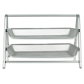 Лоток для бумаг горизонтальный СТАММ, 2 секции, металл, серебристый