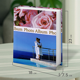 Фотоальбом BRAUBERG на 304 фотографии 10х15 см, твердая обложка, "Романтика", голубой с розовым, 390675