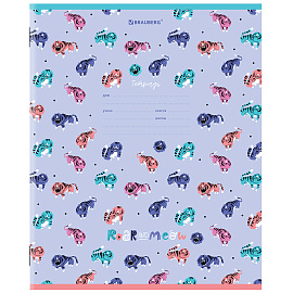 Тетрадь 12 л. BRAUBERG, клетка, обложка картон, "ЗВЕРЯТА", 106464