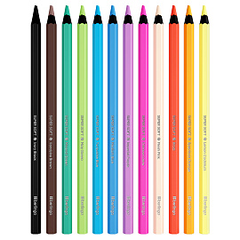 Карандаши цветные Berlingo "SuperSoft. Blackwood", 12цв., черное дерево, заточен., картон, европодвес