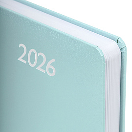 Ежедневник датированный 2026, А5, 138x213 мм, BRAUBERG "Profile", балакрон, мятный, 117074