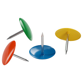 Кнопки канцелярские/гвоздики Berlingo, цветные 10мм, 50шт., карт. упаковка фото Кнопки канцелярские/гвоздики Berlingo, цветные 10мм, 50шт., карт. упаковка