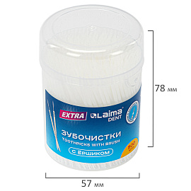 Зубочистки зубные, ёршики с щеточкой 500 шт., стакан, LAIMA DENT, 609401