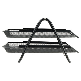 Лоток для бумаг горизонтальный СТАММ, 2 секции, металл, черный