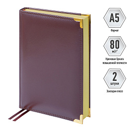 Ежедневник недатированный, А5, 160л., кожа, Delucci, гладкая кожа, золот. срез, коричневый фото Ежедневник недатированный, А5, 160л., кожа, Delucci, гладкая кожа, золот. срез, коричневый