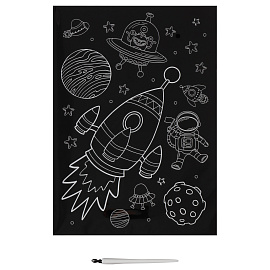 Гравюра с голографическим эффектом ТРИ СОВЫ "Космос", А4 фото Гравюра с голографическим эффектом ТРИ СОВЫ "Космос", А4