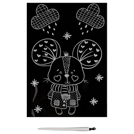 Гравюра с мультицветной основой ТРИ СОВЫ "Осень", А5 фото Гравюра с мультицветной основой ТРИ СОВЫ "Осень", А5