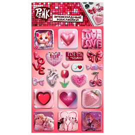 Наклейки эпоксидные АССОРТИ, 11х20 см, PINK