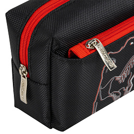 Пенал мягкий ЮНЛАНДИЯ, 2 отделения, полиэстер, "Roar", черный, 21х9х6 см, 272347