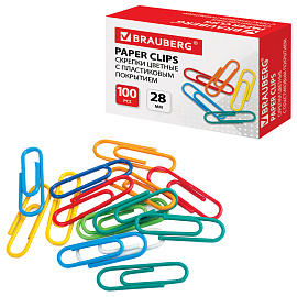 Скрепки BRAUBERG, 28 мм, цветные, 100 шт., в картонной коробке, Россия, 220555 фото Скрепки BRAUBERG, 28 мм, цветные, 100 шт., в картонной коробке, Россия, 220555