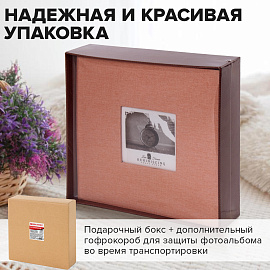 Фотоальбом BRAUBERG "Персик" на 200 фото 10х15 см, ткань, персиковый, 391190
