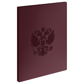 Папка с 20 вкладышами СТАММ "Герб" А4, 14мм, 700мкм, пластик, гранат