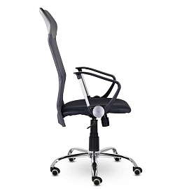 Кресло "Ультра", высокая спинка, с подлокотниками, хром, черное фото Кресло "Ультра", высокая спинка, с подлокотниками, хром, черное