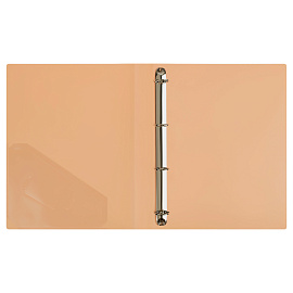 Папка на 4 кольцах СТАММ "Акцент" А4, 40мм, 800мкм, пластик, персиковая фото Папка на 4 кольцах СТАММ "Акцент" А4, 40мм, 800мкм, пластик, персиковая