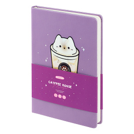 Ежедневник недатированный, А5, 136л., кожзам, MESHU "Magic. Catffee house", тон. блок, аппликация с анимированным изображением, закладка-ляссе