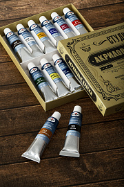 Краски акриловые художественные Гамма "Студия" "Юбилейная", 12цв, 18мл/туба, картон.упак.