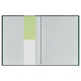 Папка с 20 вкладышами на гребне СТАММ "Диагональ" А4, 14мм, 700мкм, пластик, изумруд