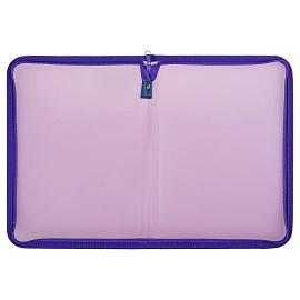 Папка на молнии СТАММ "Кристалл" А4, 500мкм, пластик, молния вокруг, фиолетовая фото Папка на молнии СТАММ "Кристалл" А4, 500мкм, пластик, молния вокруг, фиолетовая