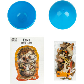 Деревянный пазл в яйце ТРИ СОВЫ "Ежик