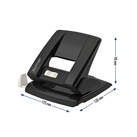 Дырокол Berlingo "Power TX" 20л., металлический, с фиксатором и линейкой, черный