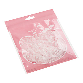 Резинки для волос MESHU, прозрачные, 300шт., диаметр 2см, европодвес фото Резинки для волос MESHU, прозрачные, 300шт., диаметр 2см, европодвес