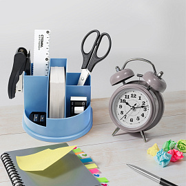 Настольная подставка СТАММ "Авангард", пластиковая, сине-голубая