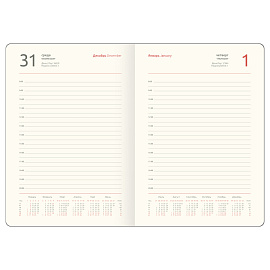 Ежедневник датированный 2026г., А5, 176л., мягкий переплет, кожзам, Greenwich Line "Flower. Berry", красный, цветной срез