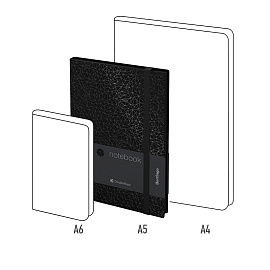 Записная книжка А5 80л., кожзам, Berlingo "DoubleBlack", черный срез, черная, с рисунком