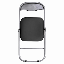 Стул складной для дома и офиса РС04, серебристый каркас, кожзам черный фото Стул складной для дома и офиса РС04, серебристый каркас, кожзам черный