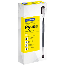 Ручка гелевая OfficeSpace "HC-1" черная, 0,4мм, бесстержневая, игольчатый наконечник