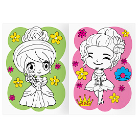 Раскраска с цв. фоном А4, 16 стр., ТРИ СОВЫ "Сказочные принцессы