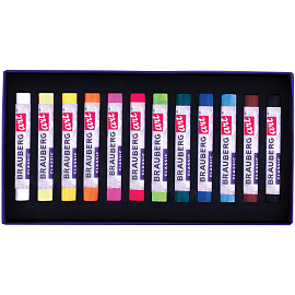 Пастель сухая художественная BRAUBERG ART CLASSIC, 12 цветов, круглое сечение, 181453