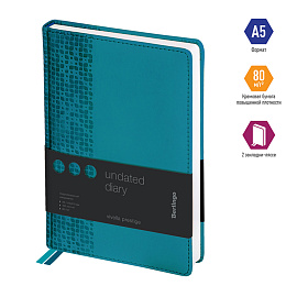 Ежедневник недатированный, А5, 160л., кожзам, Berlingo "Vivella Prestige", аквамарин фото Ежедневник недатированный, А5, 160л., кожзам, Berlingo "Vivella Prestige", аквамарин