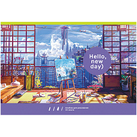 Альбом для рисования 32л., А4, на скрепке BG "Hello. New day!